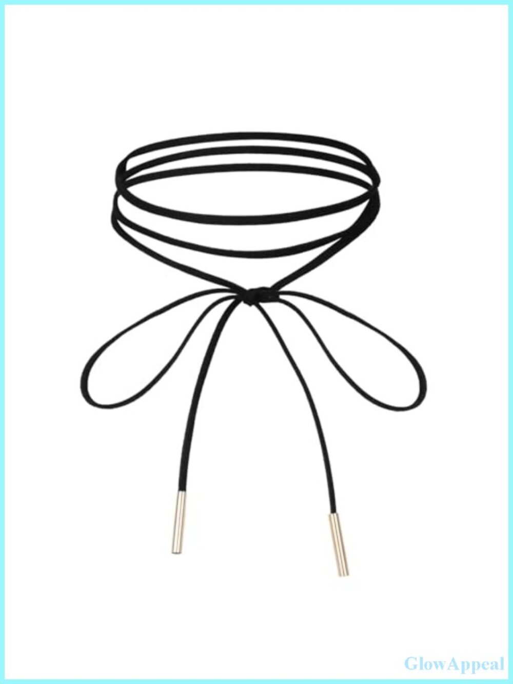 Gothic Velvet Ribbon Choker Necklace with Gold Tube Suede Wrap Adjustable Long